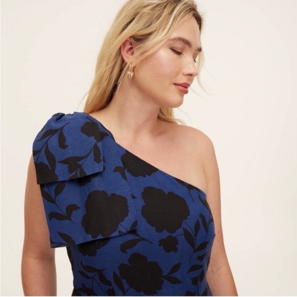 Kate Spade One Shoulder Jumpsuit, Blue & Black Floral, 17 - Picture 4 of 7